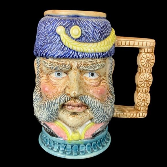 Vintage Magrou Portugal Ceramic Face Head Figural Stein Mug With Handle Barware - Picture 1 of 8